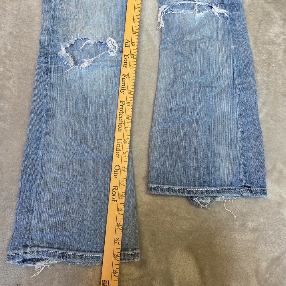 Daytrip Aquarius Flare Jeans 27S Medium Wash Distressed Rhinestone Low Rise Y2K - Picture 4 of 8